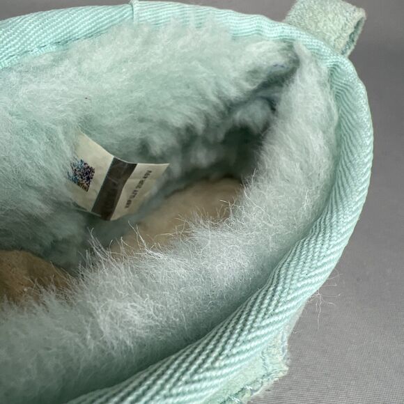 Women's Ugg Boots Size 8 Classic Ultra Mini Aqua Sky Blue Suede Wool Booties - Picture 10 of 14